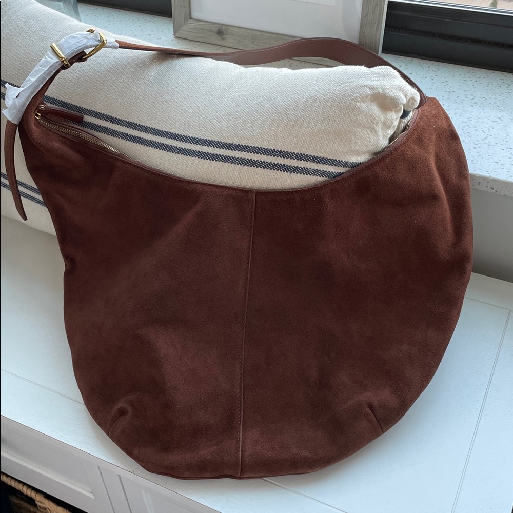 Madewell Brown Suede Essentials Curve Shoulder Bag NR387 NEW - Picture 7 of 8